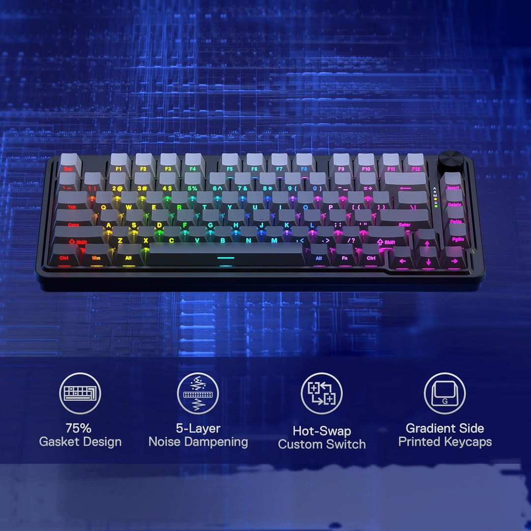Redragon K673 GB 75% Teclado Gaming RGB Inalámbrico con Gasket, 3 M...