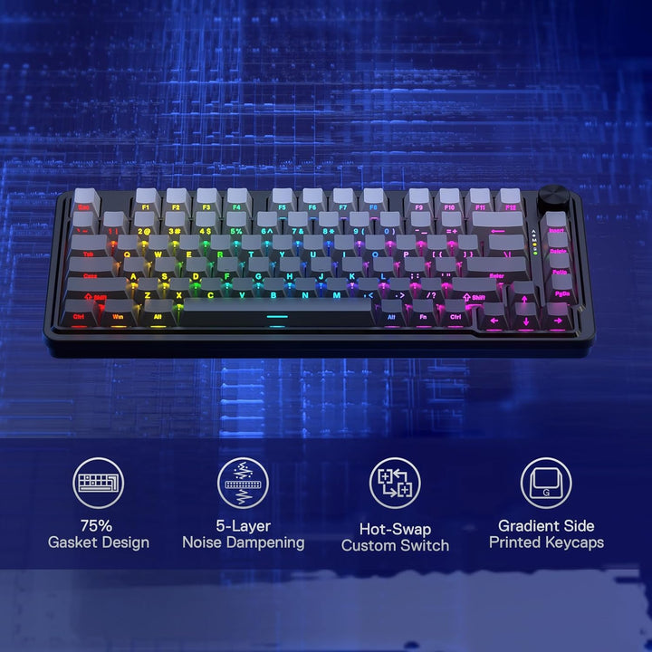 Redragon K673 GB 75% Teclado Gaming RGB Inalámbrico con Gasket, 3 M...