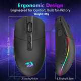 Redragon Mouse inalámbrico para juegos, Bluetooth\/2.4Ghz\/USB-C, c...