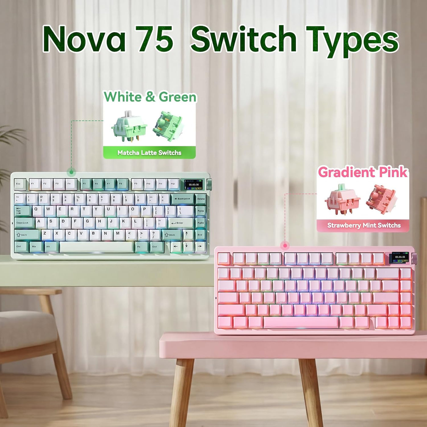 Teclado mecánico inalámbrico Aula Nova75 de 8000 mAh, montaje en ju...