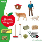 Schleich Farm World 42606 - Granero rojo con animales y más, 64 piezas