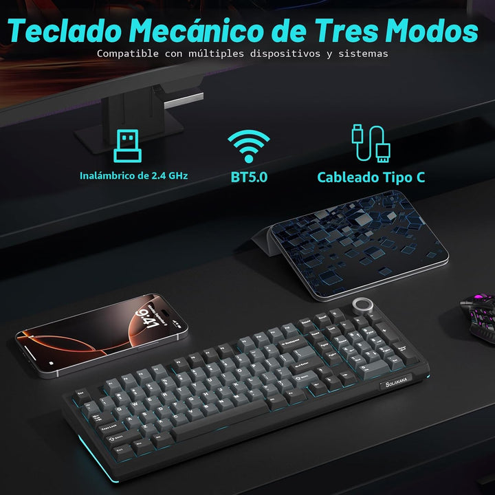 SOLAKAKA KI99 Pro - Teclado mecánico inalámbrico con interruptor si...