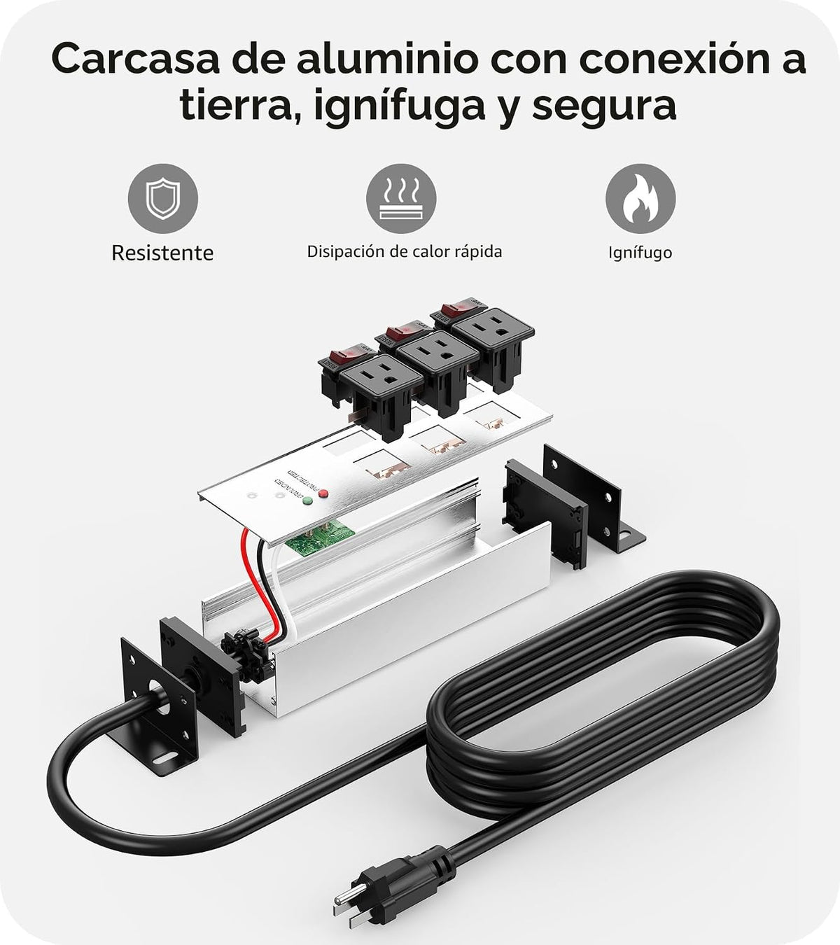 CCCEI Protector de sobretensiones resistente de 3 tomas, calibre 12