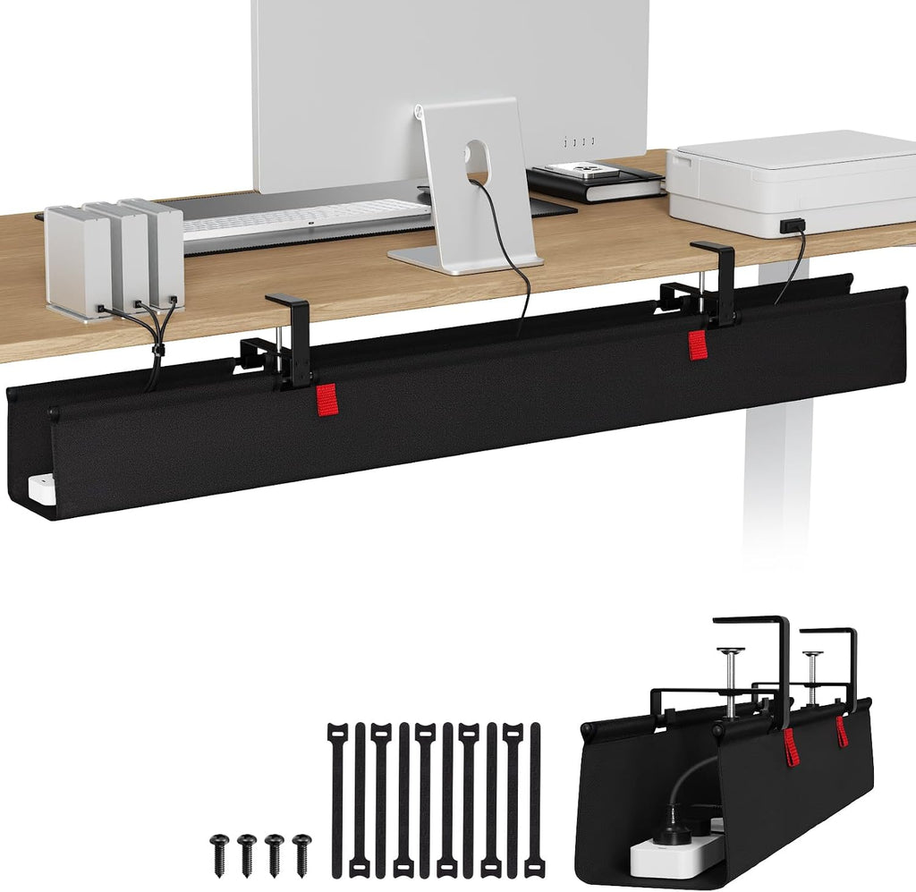 KEEGH Bandeja de Gestión de Cables Extra Grande de 48" para Debajo del Escritorio - Gestión de Cables Debajo del Escritorio - Montaje de Abrazadera/Tornillo - Soporta Hasta 70 lbs - Gestión de Cables