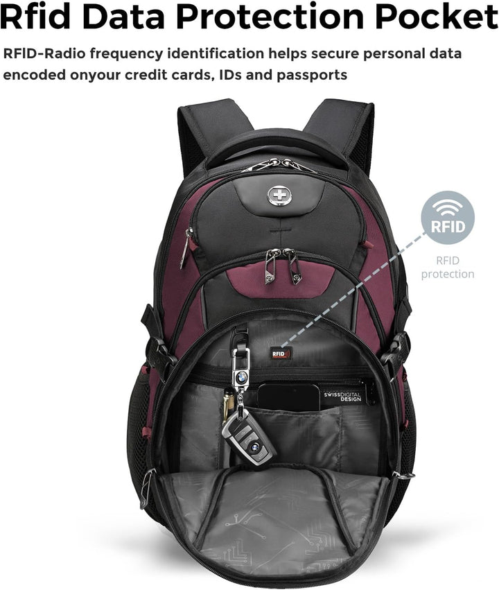 swissdigital Mochila para portátil de viaje de negocios, para hombr...