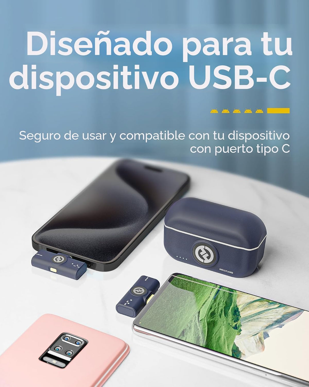 Micrófono inalámbrico Hollyland Lark M2 para iPhone\/cámara\/Androi...