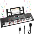 Teclado de piano para niños de 61 teclas con teclas iluminadas, modo de enseñanza, altavoz dual