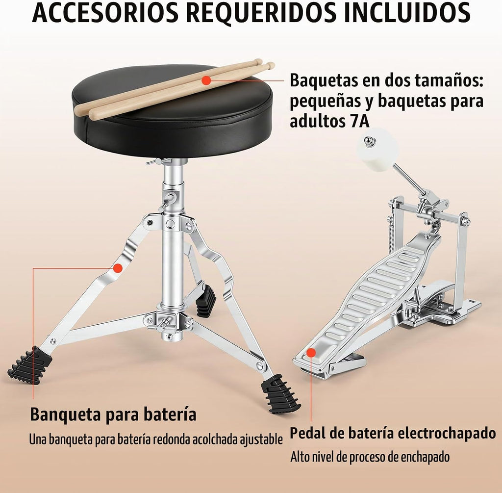 LeSage Juego de batería de 5 piezas para principiantes, kit completo de