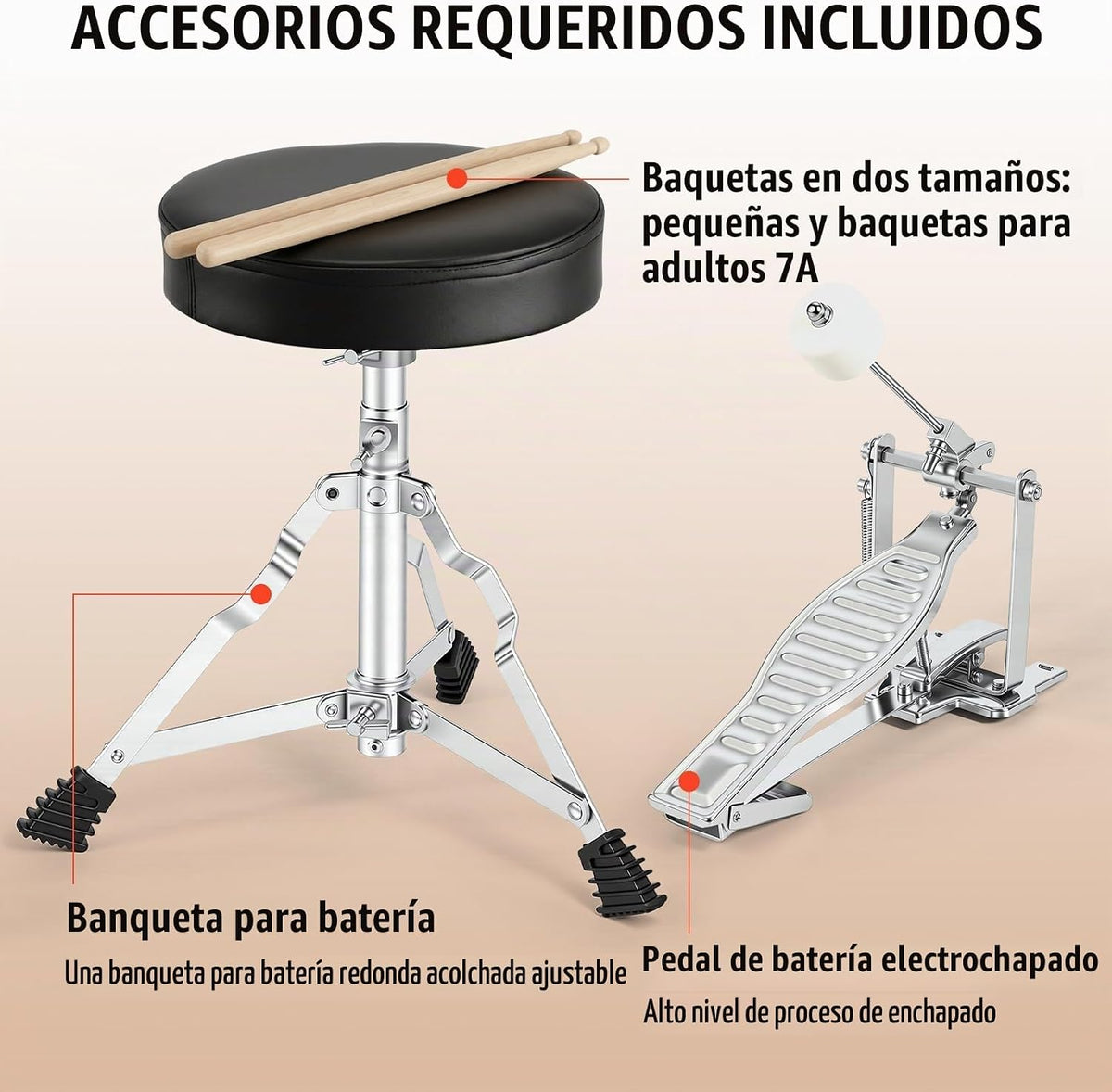 LeSage Juego de batería de 5 piezas para principiantes, kit completo de