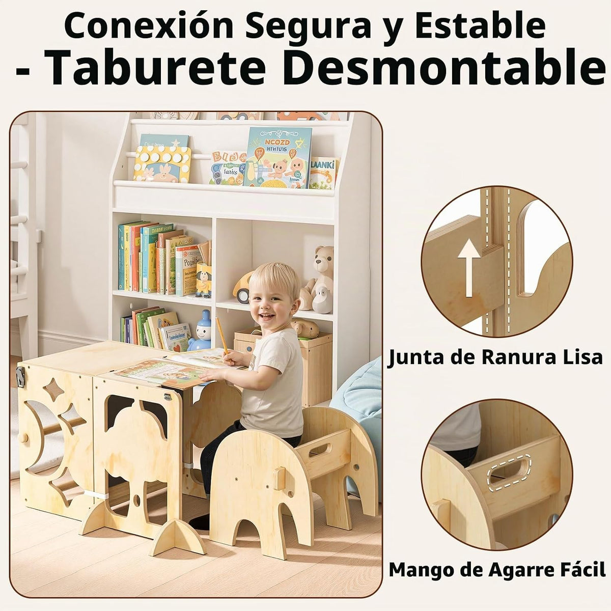 COSYLAND Taburete de cocina 4 en 1 para niños pequeños