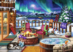 Ravensburger - Northern Lights - Rompecabezas de 500 piezas de gran formato - Impresionante, audaz y vívida imagen del fenómeno - Cabaña cálida junto a la chimenea - Calidad premium - Rompecabezas