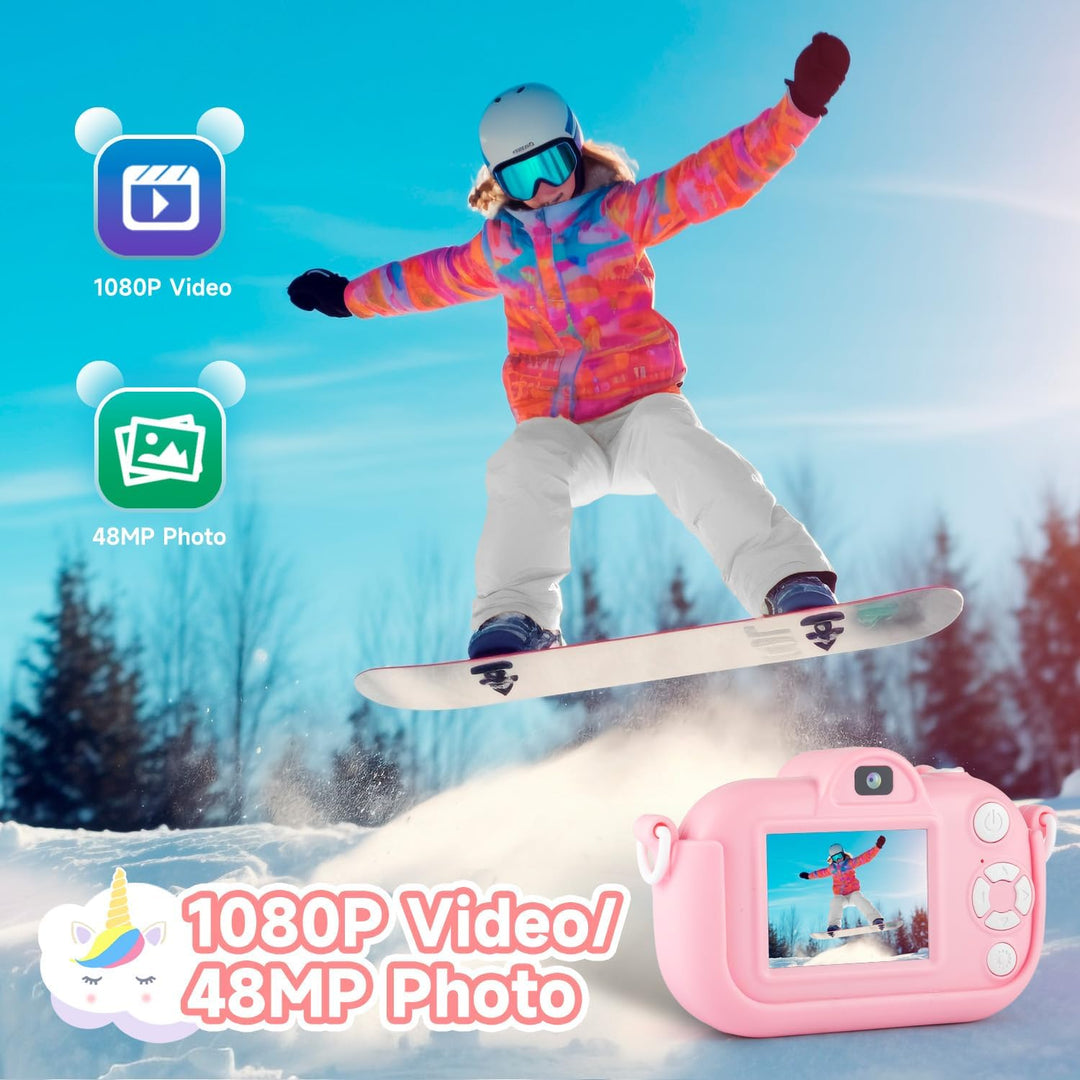 MAVOKIS Cámara digital para niños de 3 a 8 años, cámara 1080P para...
