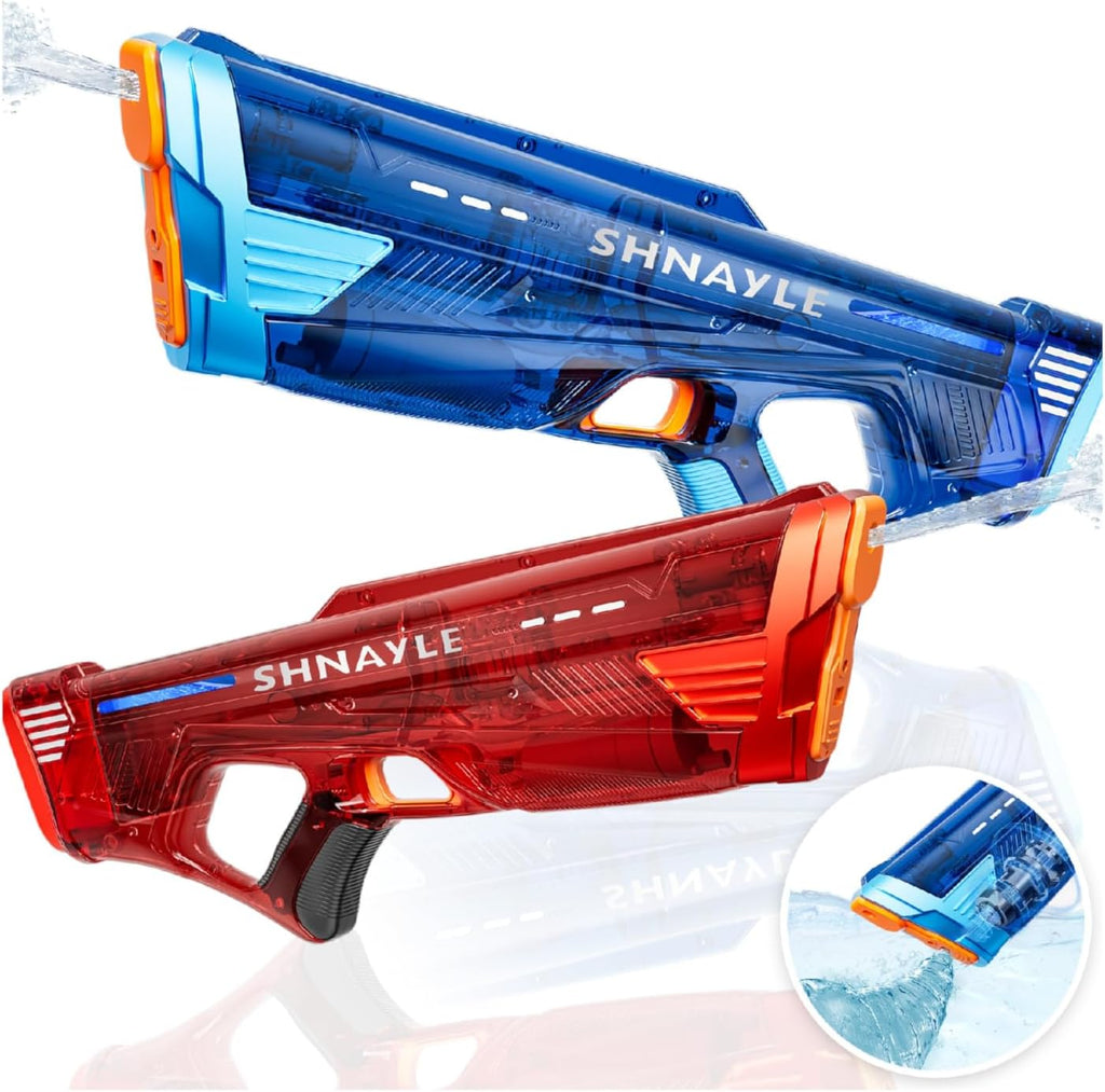 Paquete de 2 pistolas de agua eléctricas para adultos y niños, puerto de carga USB-C, pistola automática de alta potencia, potente disparo de largo alcance, juguete de agua para exteriores
