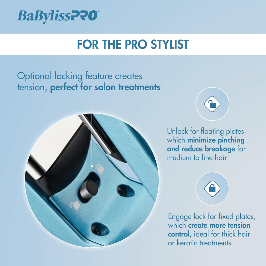BabylissPRO Nano Titanium Ionic Hair Straightener, Professional Fla...