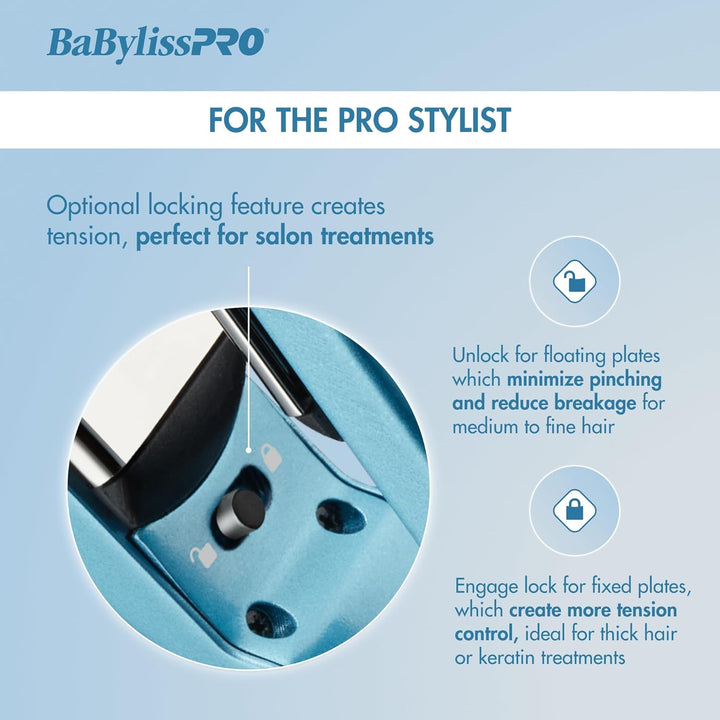 BabylissPRO Nano Titanium Ionic Hair Straightener, Professional Fla...