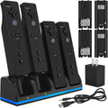 Remote Controller Charger para Wii/Wii U con 4 Pack 2800mAh Rechargeable Battery Pack, 4 puerto carga Station para Controller, Remotes Not Included