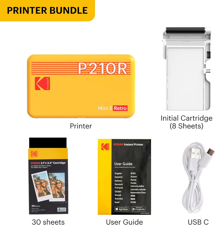 KODAK Mini 2 Retro 4PASS - Impresora fotográfica portátil, 2.1 x 3....