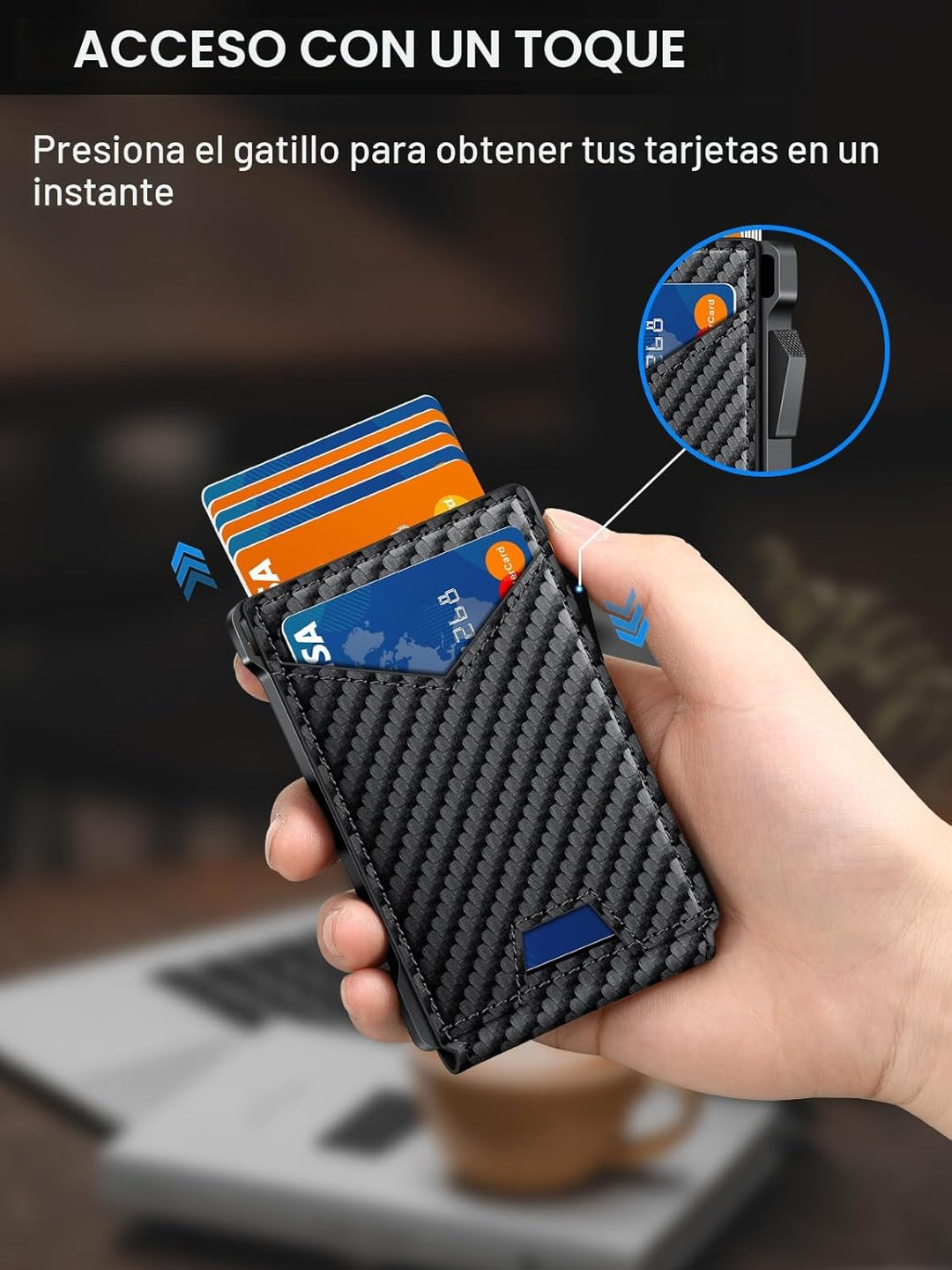 Cartera para hombres RFID con 2 ventanas de identificación y clip p...