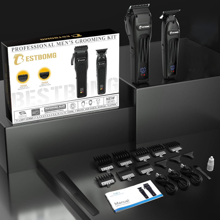 BESTBOMG® Cortapelos profesional para hombres, juego de cortapelos...