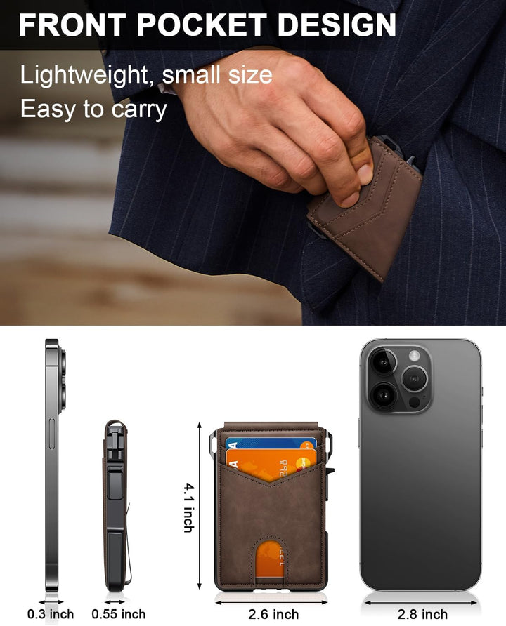 Cartera para hombres, cartera minimalista para hombres de 9-13 tarj...