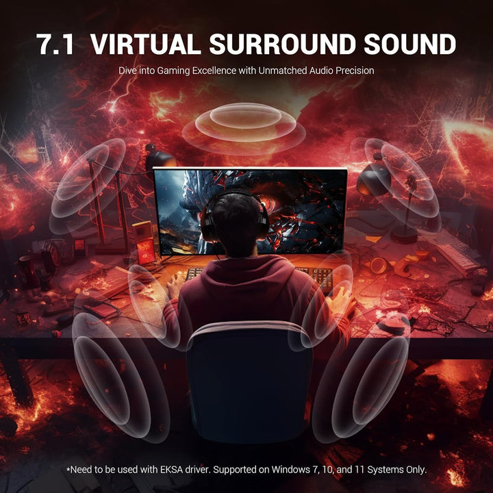 EKSA E1000 V2 Gaming Headset, PC Headset with USB C Plug, Wired Hea...