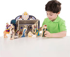 Clásico set de Navidad de Melissa & Doug, de madera, con establo de 4 piezas y 11 figuras de madera