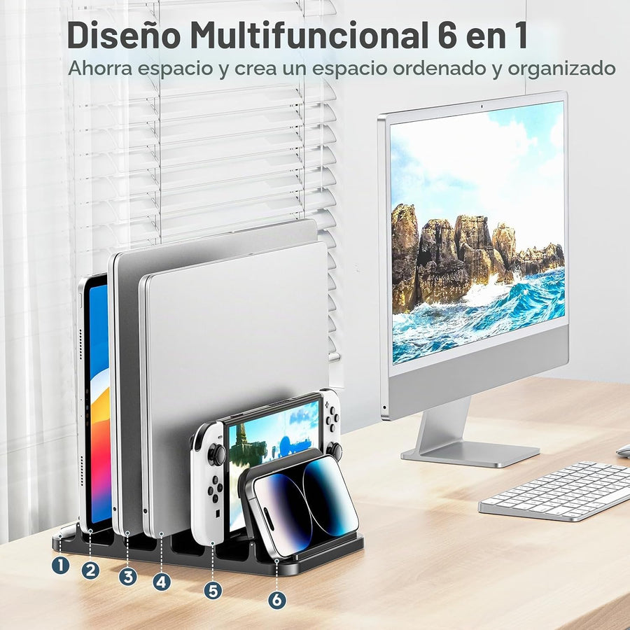 KDD Soporte Vertical para Laptop de 4 Ranuras con Bloqueo por Grave...