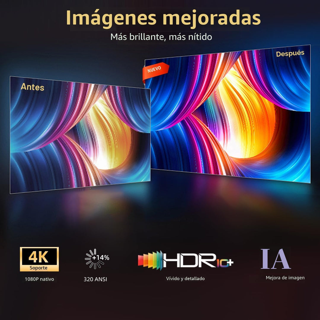 [Enfoque Eléctrico \/ Alto Brillo] Proyector con WiFi y Bluetooth,...