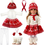 Juego de 6 piezas de ropa de muñeca de Navidad de 18 pulgadas