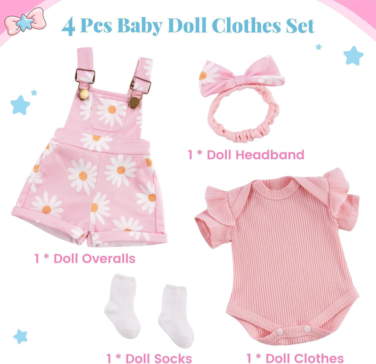 BABESIDE 4 piezas de ropa de muñeca Reborn para muñecas