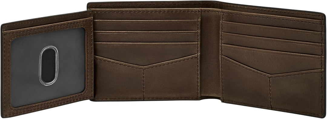 Cartera Fossil para hombre, de piel, plegable, con bloqueo RFID y v...
