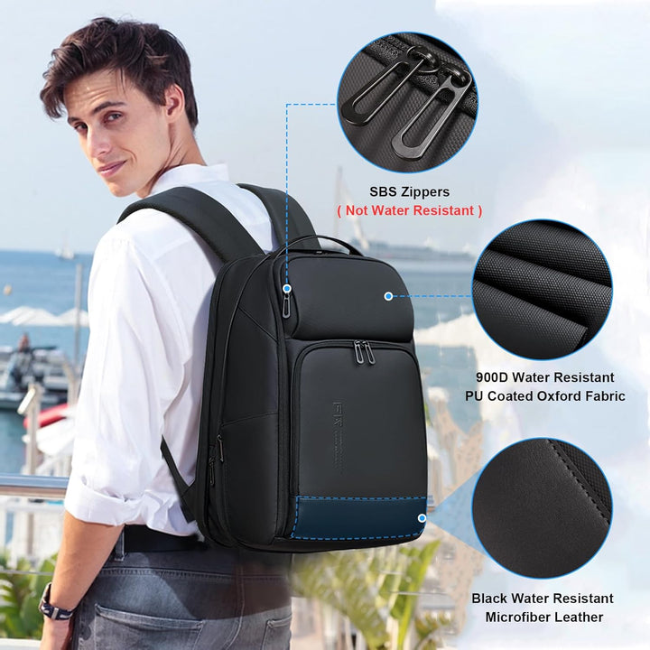 Mochila para portátil de 17 pulgadas para hombre de FENRUIEN, Negro...