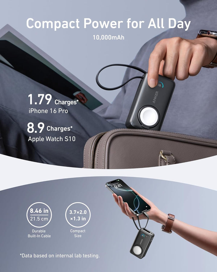 Anker MagGo Power Bank para Apple Watch, batería compacta de 10,000...