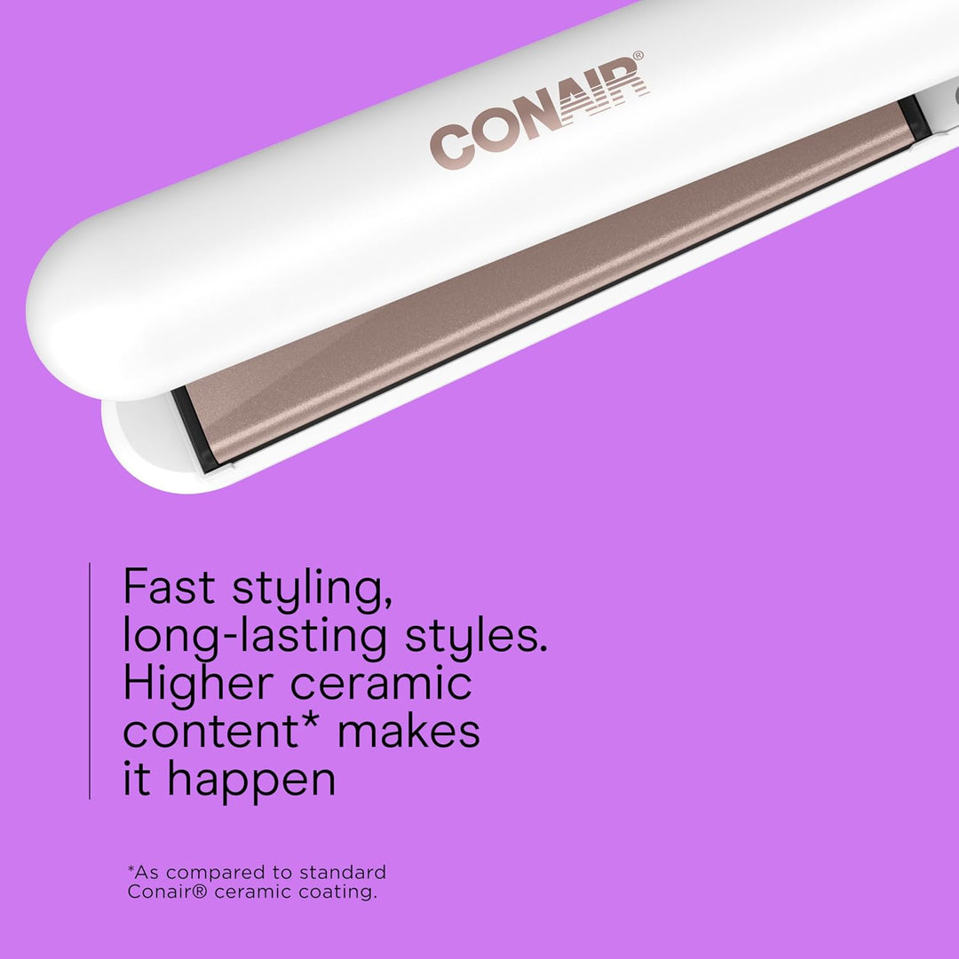 Conair Plancha plana de cerámica doble, plancha de pelo de 1 pulgad...