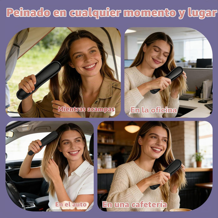 Cepillo alisador de pelo, mini cepillo para alisar el cabello portá...