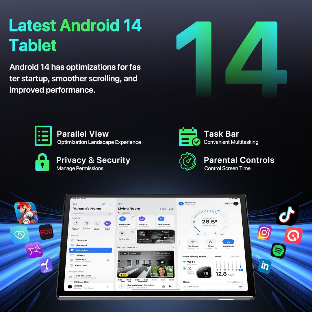 Tuotatop Tablet Android 2026 con Gemini AI, 12GB+64GB+1TB Expand, t...