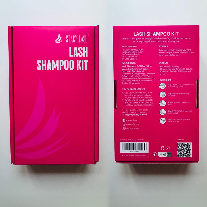 STACY LASH Kit de champú para pestañas, limpiador espumoso con carr...
