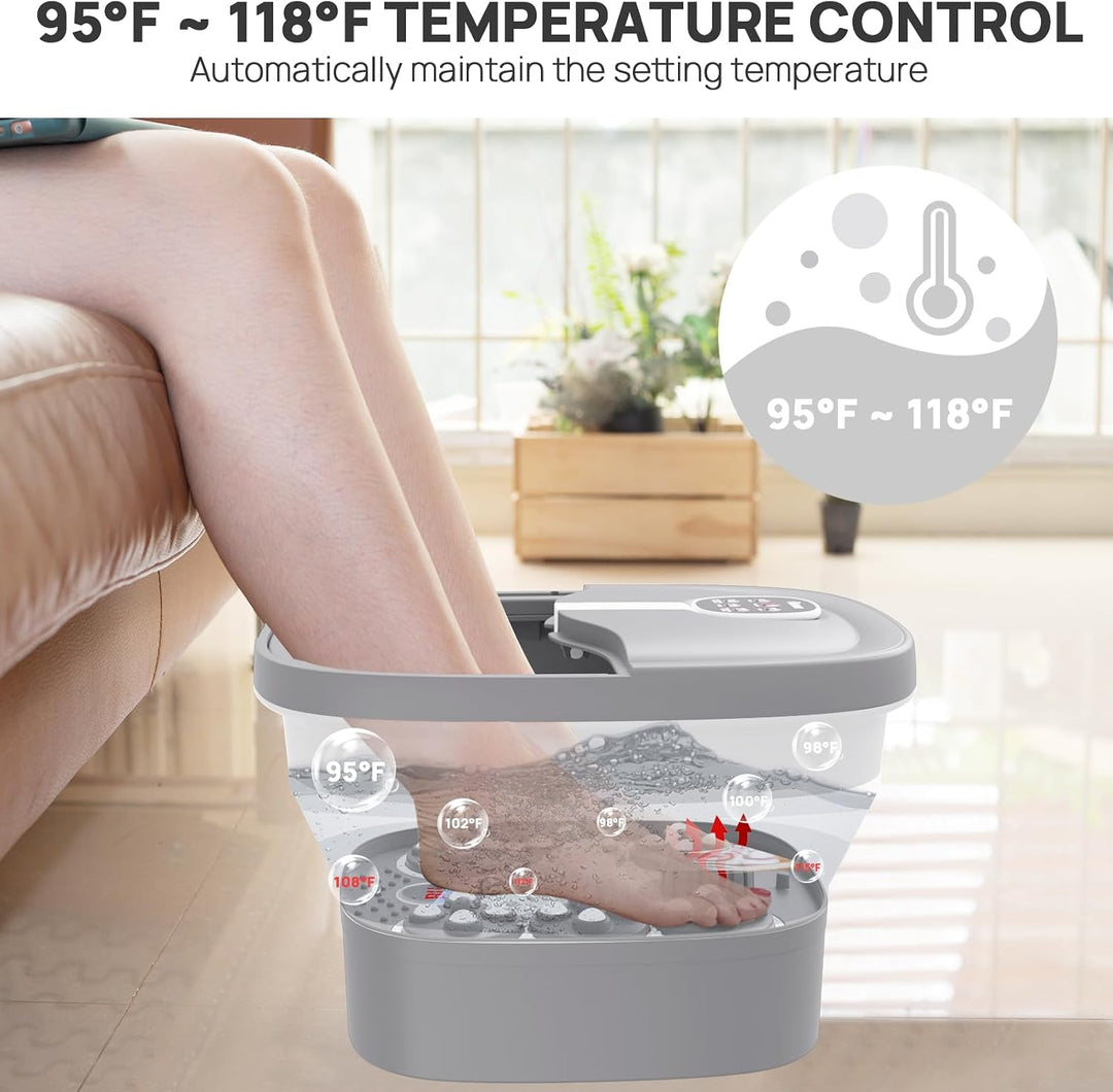 HOSPAN Masaje giratorio eléctrico plegable para pies, baño de pies...