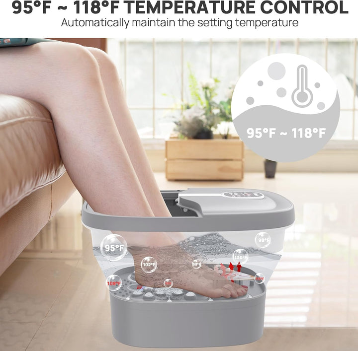 HOSPAN Masaje giratorio eléctrico plegable para pies, baño de pies...
