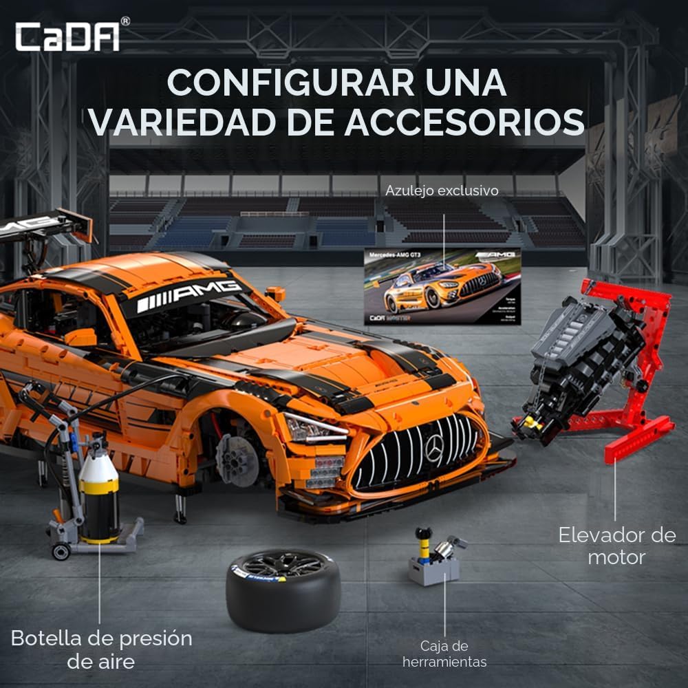 CaDA Master C64008W Mercedes-AMG GT3 - Juego de construcción a escala 1:8 – 5466 piezas con licencia oficial de Supercar, kit de bloques de construcción de autos de carreras grandes para adultos y adolescentes