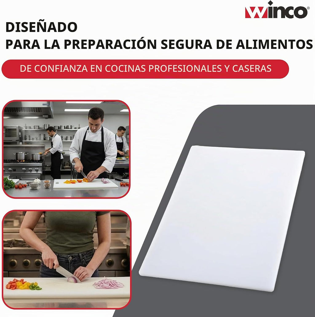 Winco Tabla de cortar, 18 x 24 x 1/2 pulgadas, color blanco, 18" x 24"