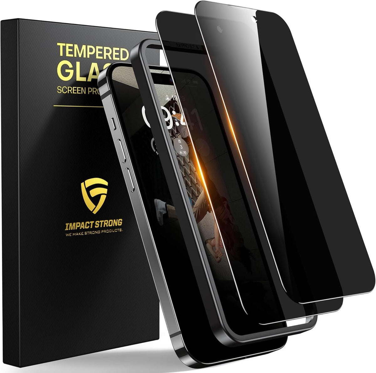 ImpactStrong Protector de pantalla de privacidad antiespía para iPhone 17 (6.3 pulgadas), vidrio templado 9H, resistente a roturas, antiarañazos, kit de fácil instalación, compatible con fundas, paquete de 2