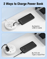 AsperX Paquete de 2 cargadores portátiles de 10000 mAh con cables i...