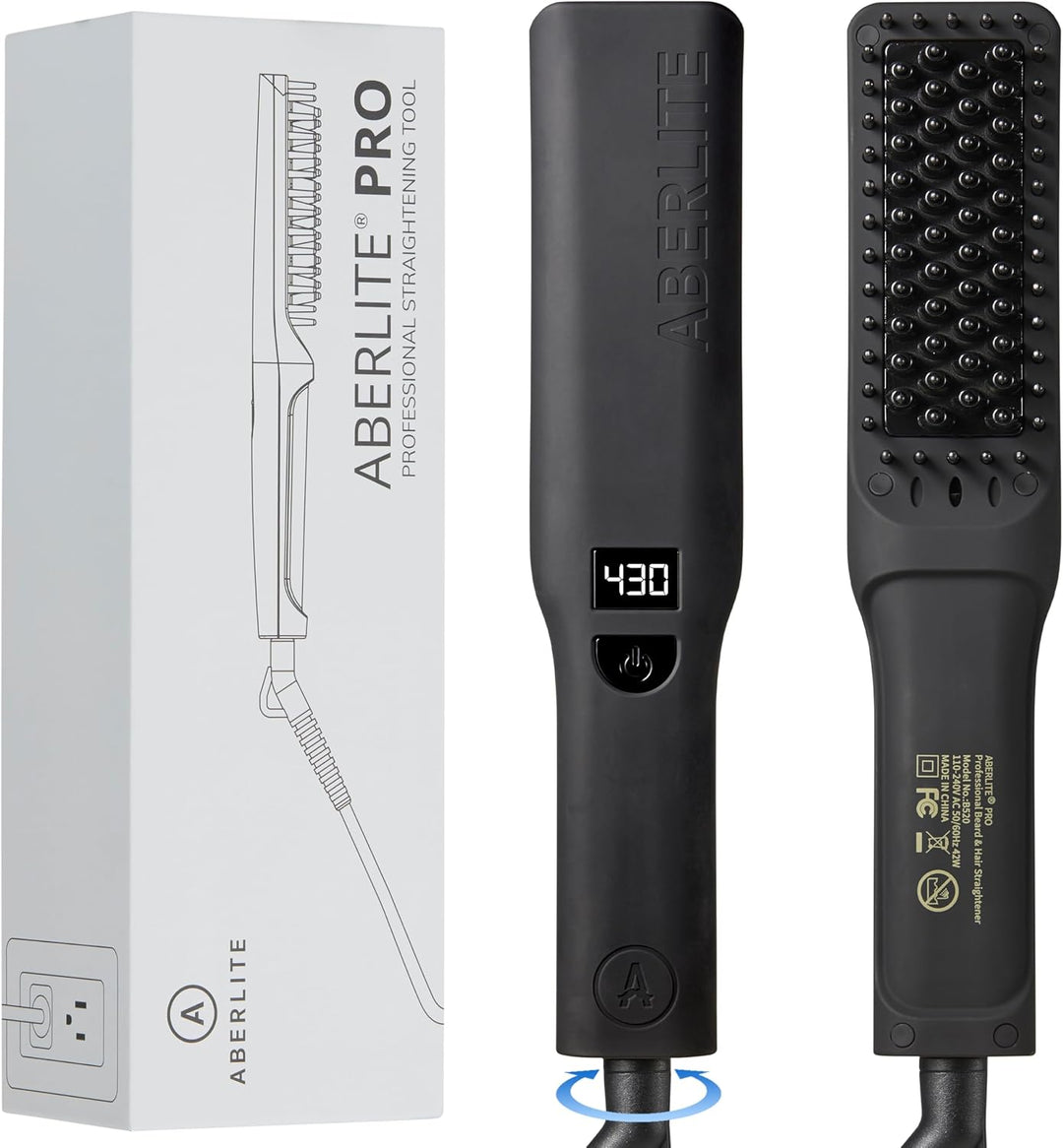 Aberlite Pro Professional - Alisador de barba y cabello, cepillo té...