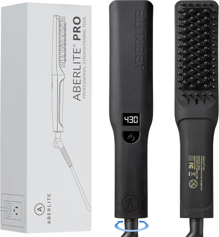 Aberlite Pro Professional - Alisador de barba y cabello, cepillo té...