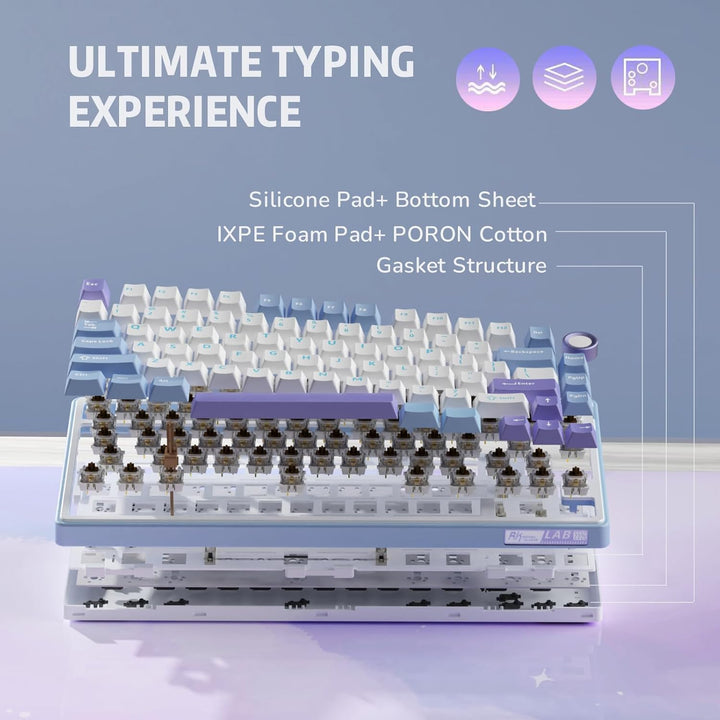 RK ROYAL KLUDGE Teclado Mecánico R75 Cableado con Perilla de Volume...