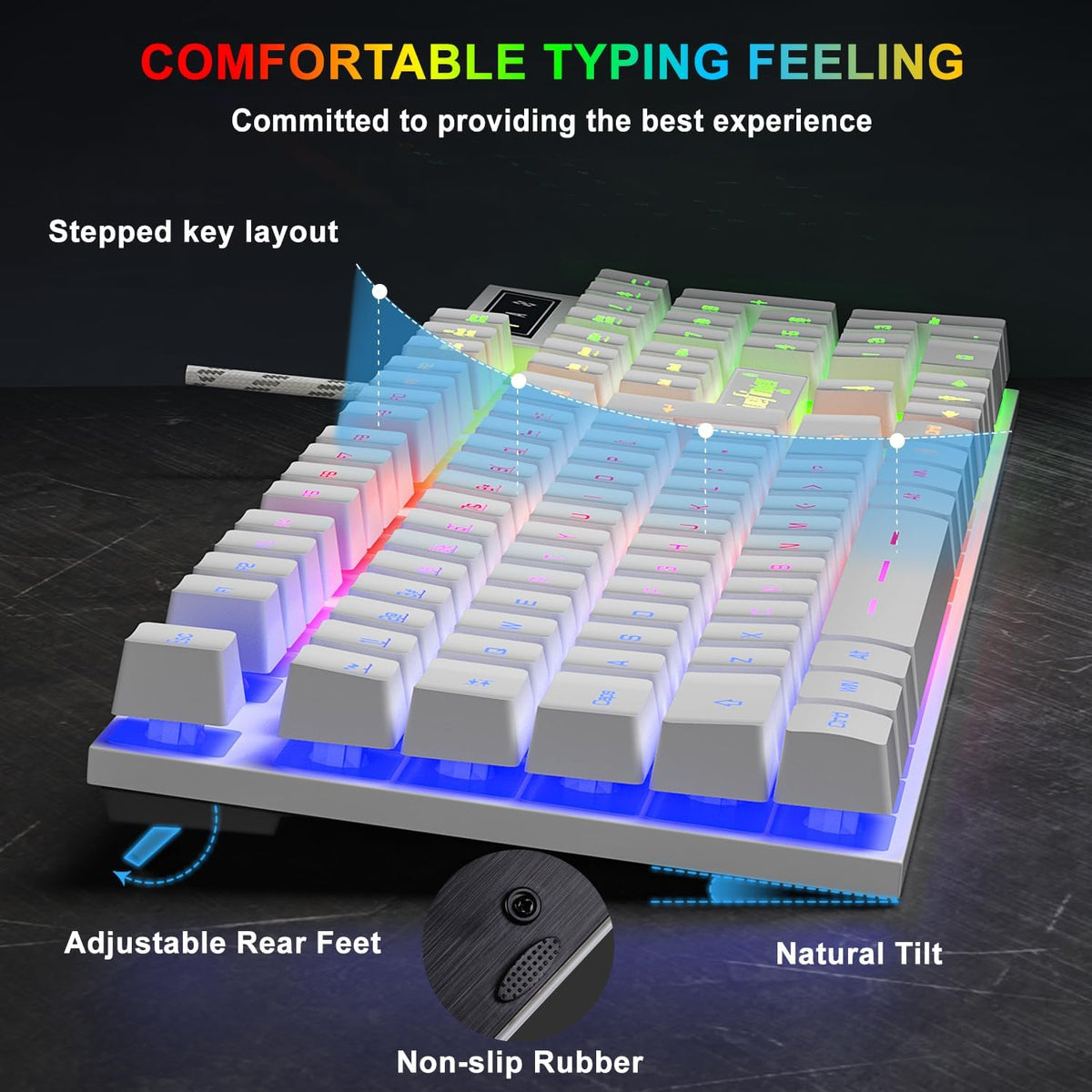 Conjunto de teclado y ratón RGB para juegos BlueFinger con retroilu...