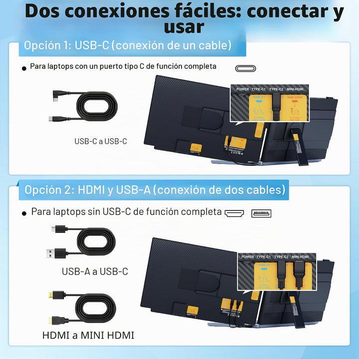 Extensor de pantalla para portátil mejorado, monitor portátil dual...