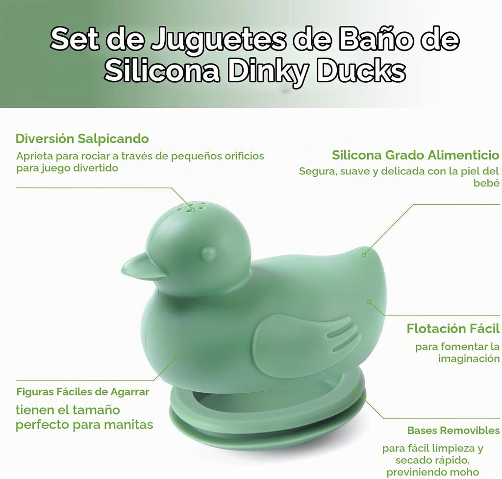 haakaa Dinky Splash Duck - Juguete de baño de silicona para bebé, desmontable y libre de moho, juguetes de silicona de grado alimenticio, juguetes de bañera para apretar, juguetes flotantes para tina para bebés de 6 meses