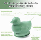 haakaa Dinky Splash Duck - Juguete de baño de silicona para bebé, desmontable y libre de moho, juguetes de silicona de grado alimenticio, juguetes de bañera para apretar, juguetes flotantes para tina para bebés de 6 meses